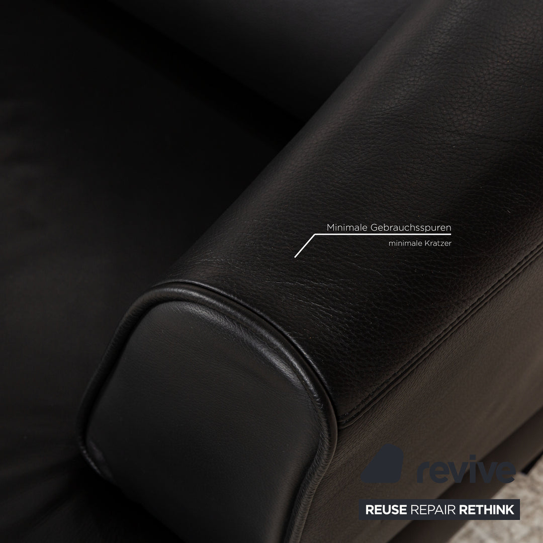 Rolf Benz 2300 Leather Three-Seater Black Sofa Couch