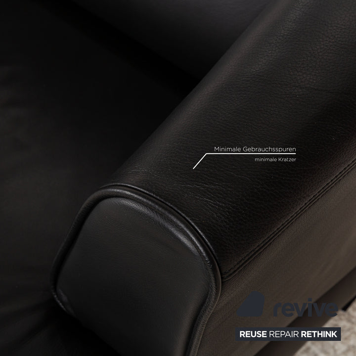 Rolf Benz 2300 Leather Three-Seater Black Sofa Couch