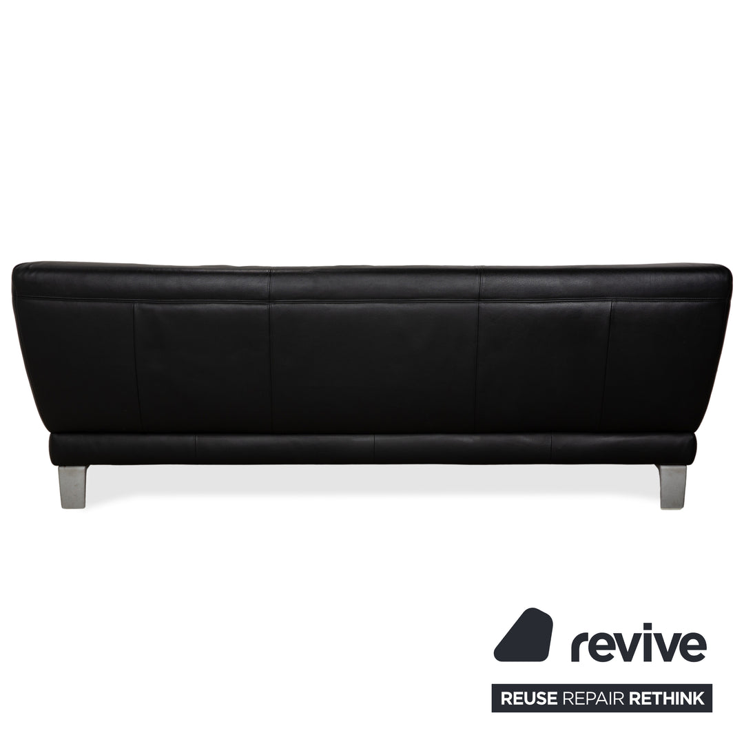 Rolf Benz 2300 Leder Dreisitzer Schwarz Sofa Couch
