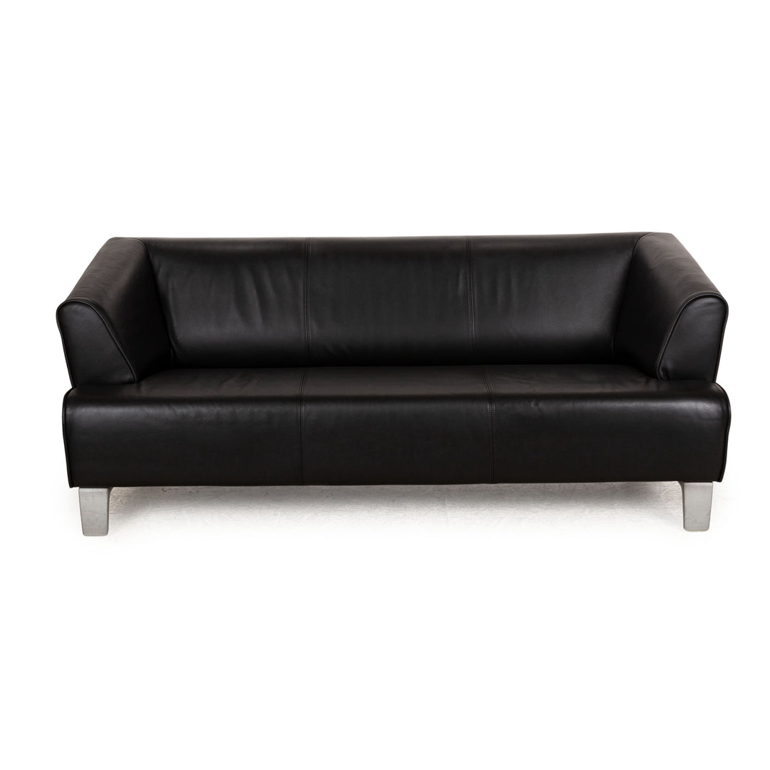 Rolf Benz 2300 Leder Dreisitzer Schwarz Sofa Couch