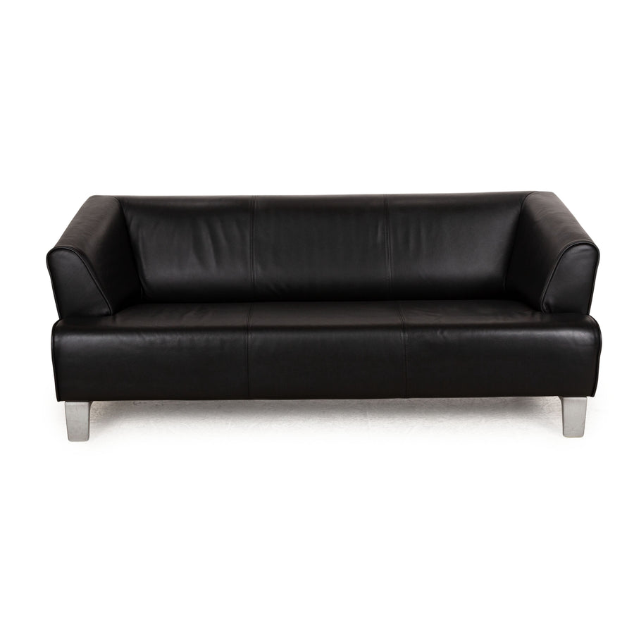 Rolf Benz 2300 Leather Three-Seater Black Sofa Couch
