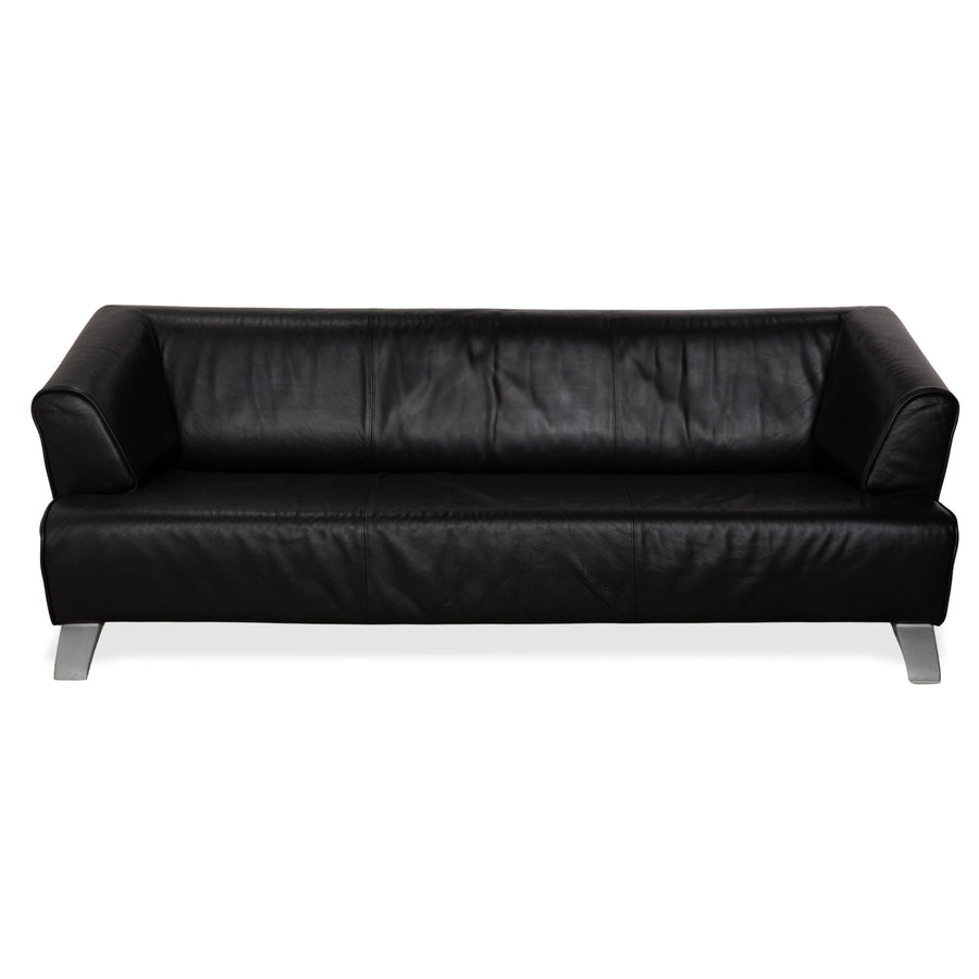 Rolf Benz 2300 Leather Three-Seater Black Sofa Couch