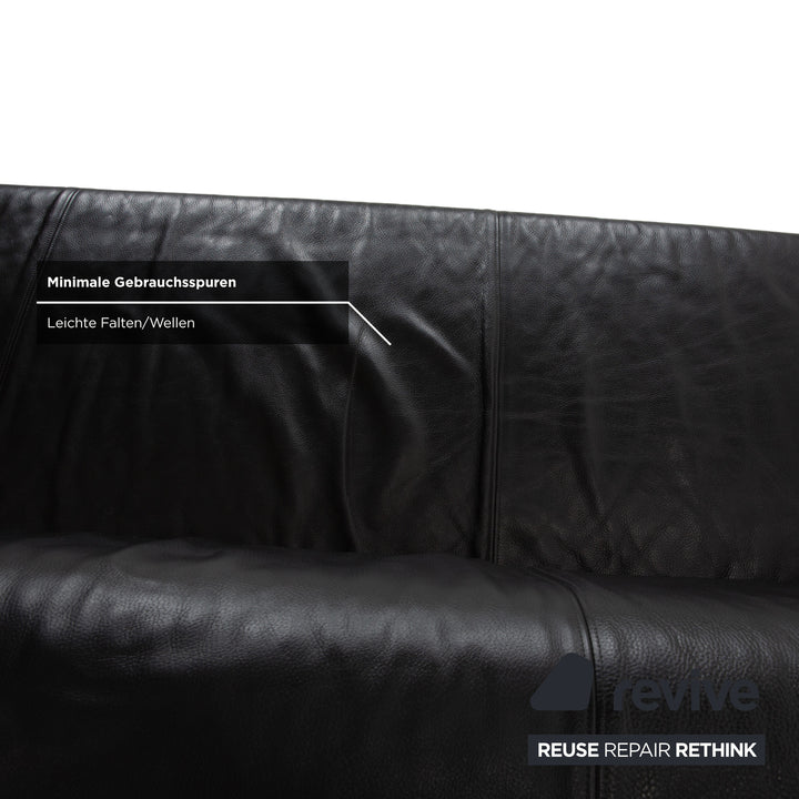 Rolf Benz 2300 Leder Dreisitzer Schwarz Sofa Couch