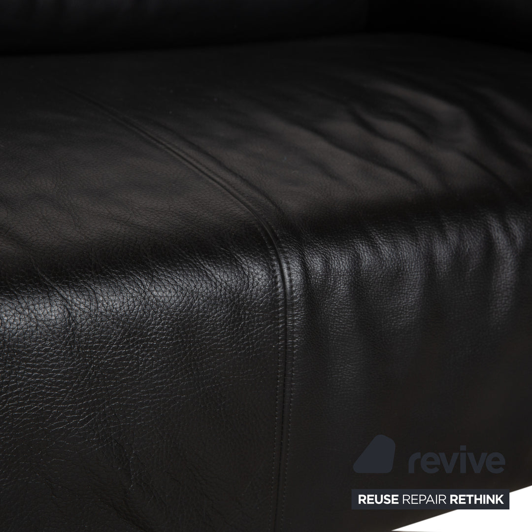 Rolf Benz 2300 Leder Dreisitzer Schwarz Sofa Couch