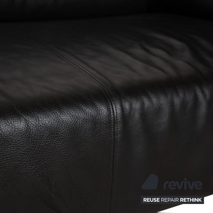 Rolf Benz 2300 Leather Three-Seater Black Sofa Couch