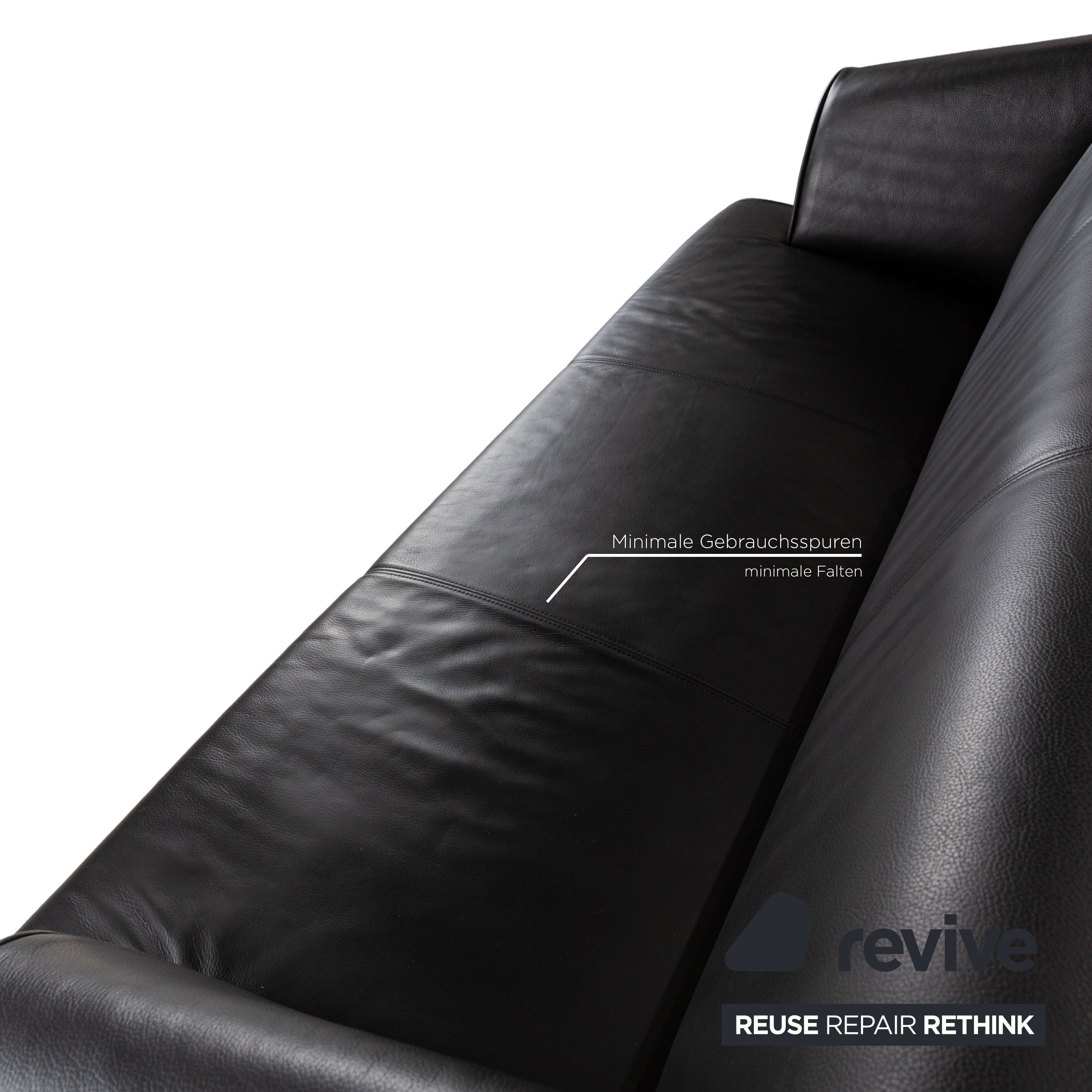 Rolf Benz 2300 Leder Dreisitzer Schwarz Sofa Couch