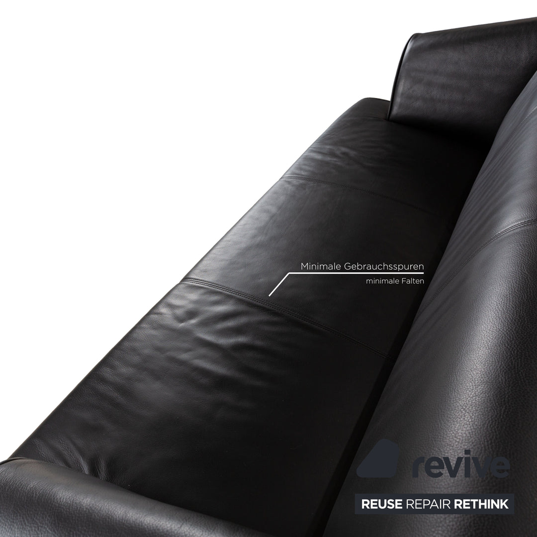 Rolf Benz 2300 Leder Dreisitzer Schwarz Sofa Couch