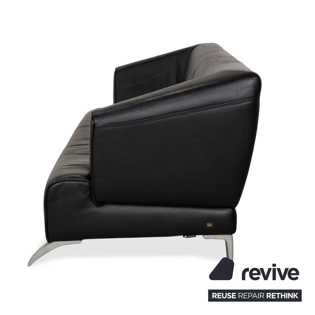 Rolf Benz 2300 Leder Dreisitzer Schwarz Sofa Couch