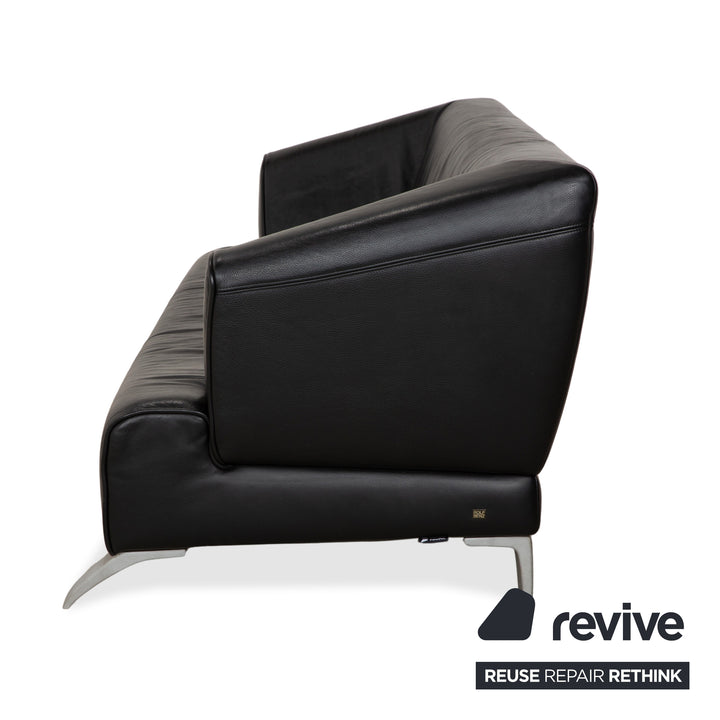 Rolf Benz 2300 Leder Dreisitzer Schwarz Sofa Couch