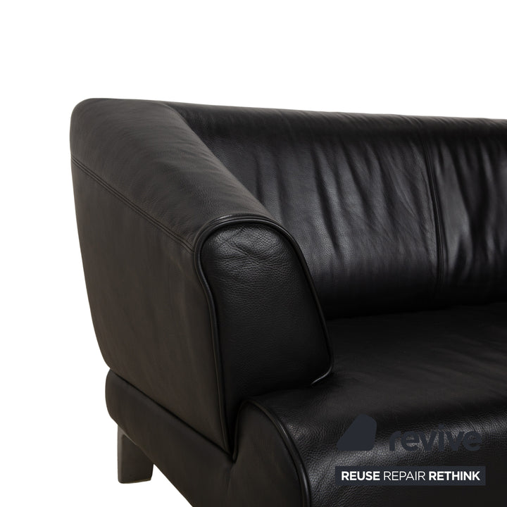 Rolf Benz 2300 Leder Dreisitzer Schwarz Sofa Couch