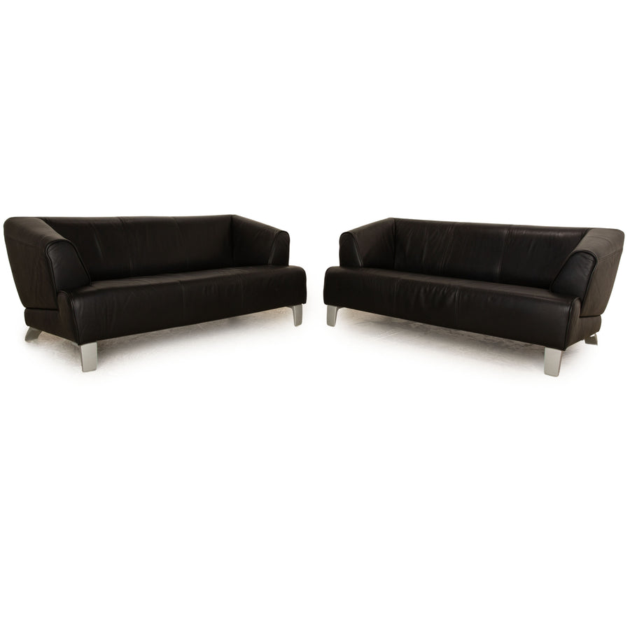 Rolf Benz 2300 leather sofa set black two-seater sofa couch