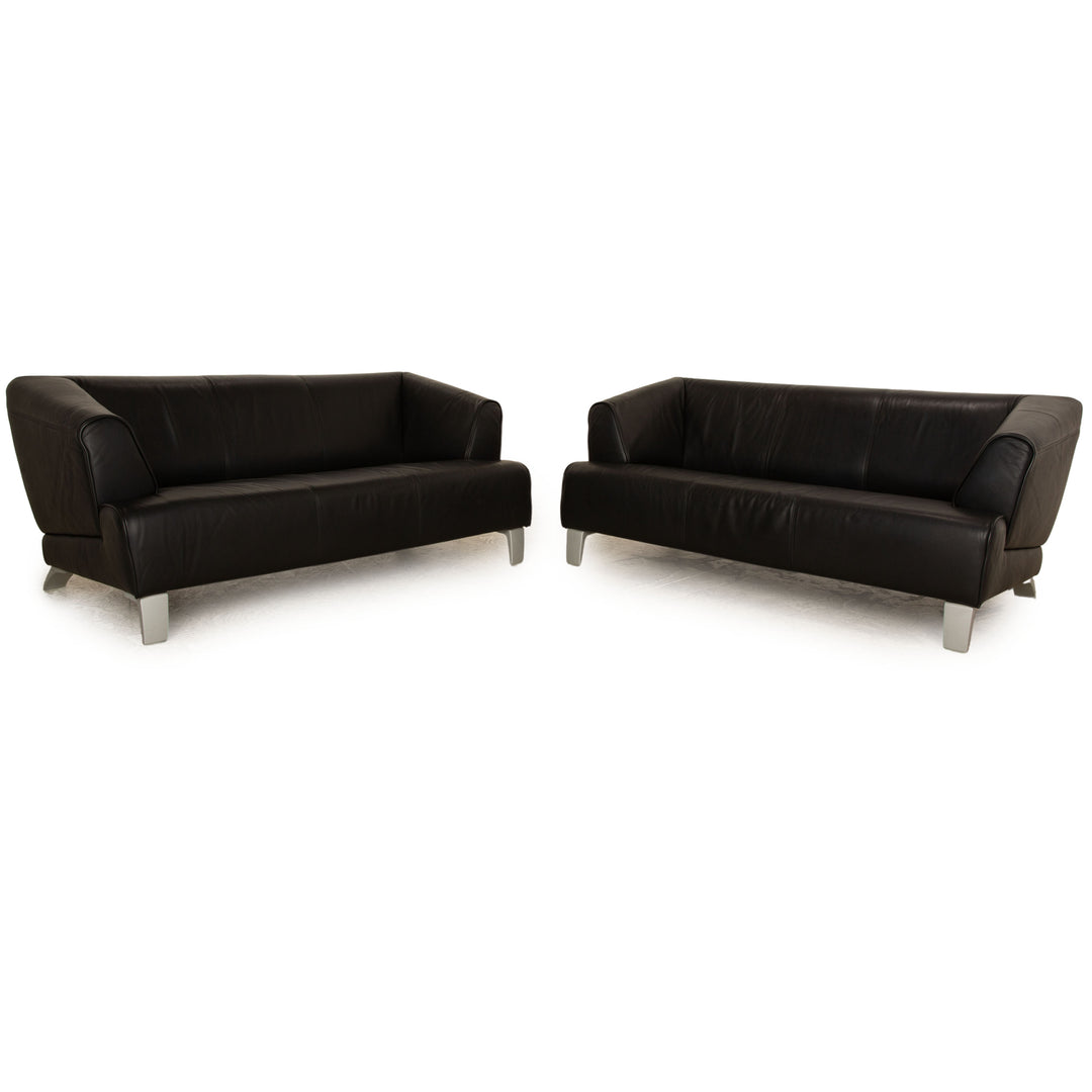 Rolf Benz 2300 Leder Sofa Garnitur Schwarz  Zweisitzer  Sofa Couch