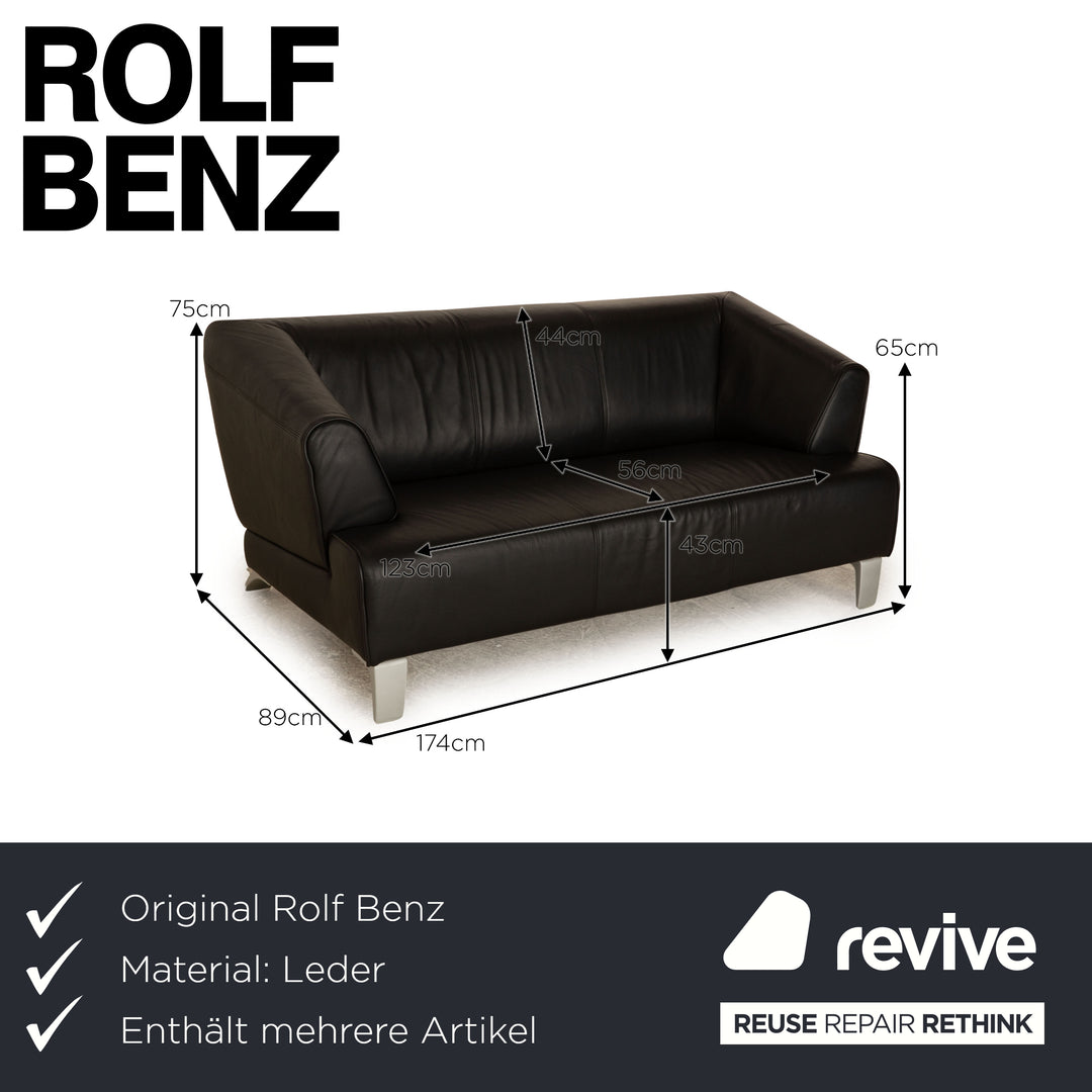 Rolf Benz 2300 leather sofa set black two-seater sofa couch
