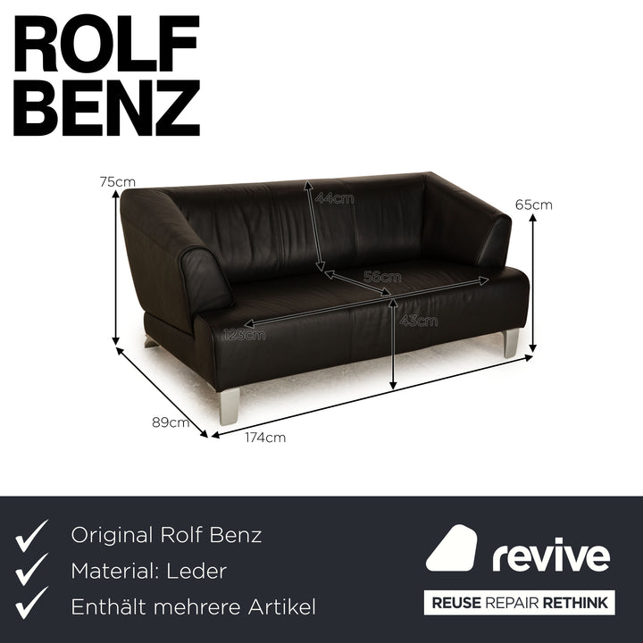 Rolf Benz 2300 leather sofa set black two-seater sofa couch