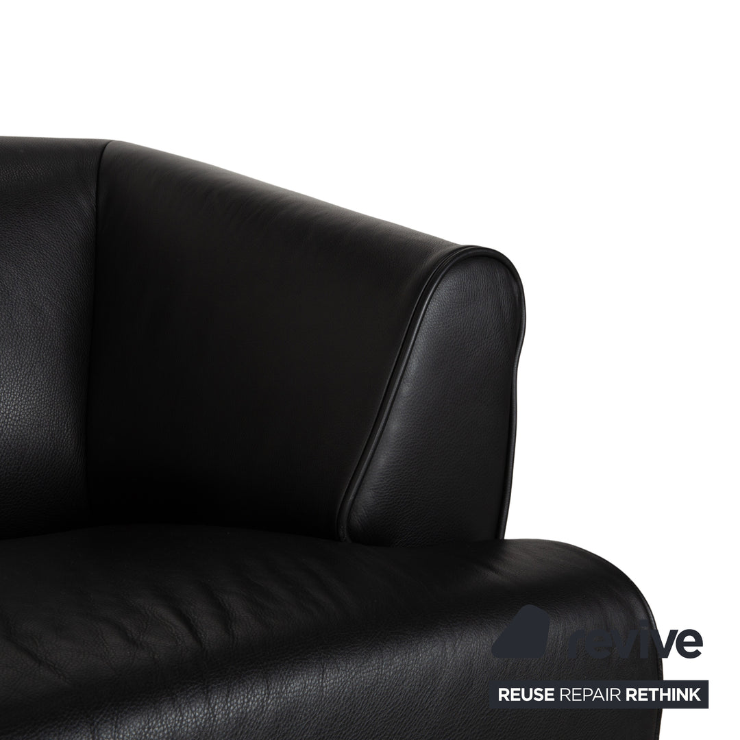 Canapé deux places en cuir noir Rolf Benz 2300