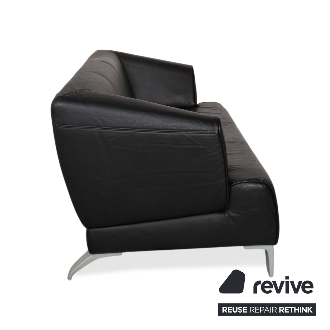Rolf Benz 2300 Leather Two Seater Black Sofa Couch