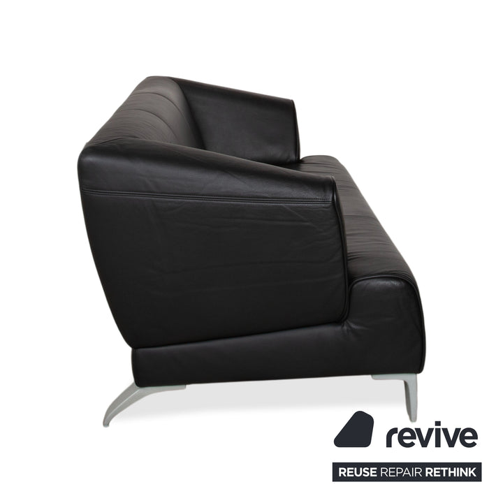 Rolf Benz 2300 Leather Two Seater Black Sofa Couch