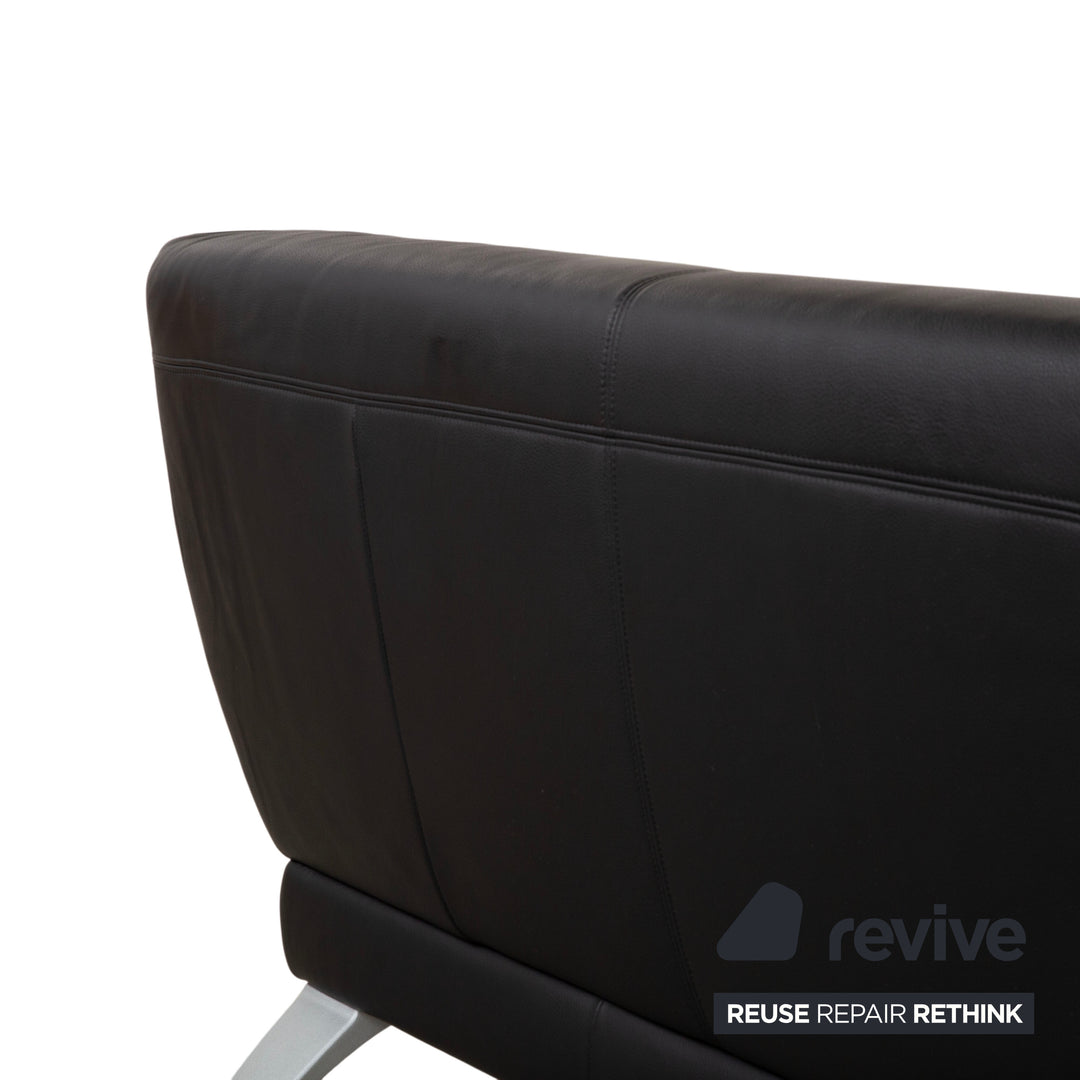 Rolf Benz 2300 Leather Two Seater Black Sofa Couch
