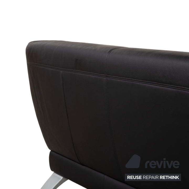 Rolf Benz 2300 Leather Two Seater Black Sofa Couch