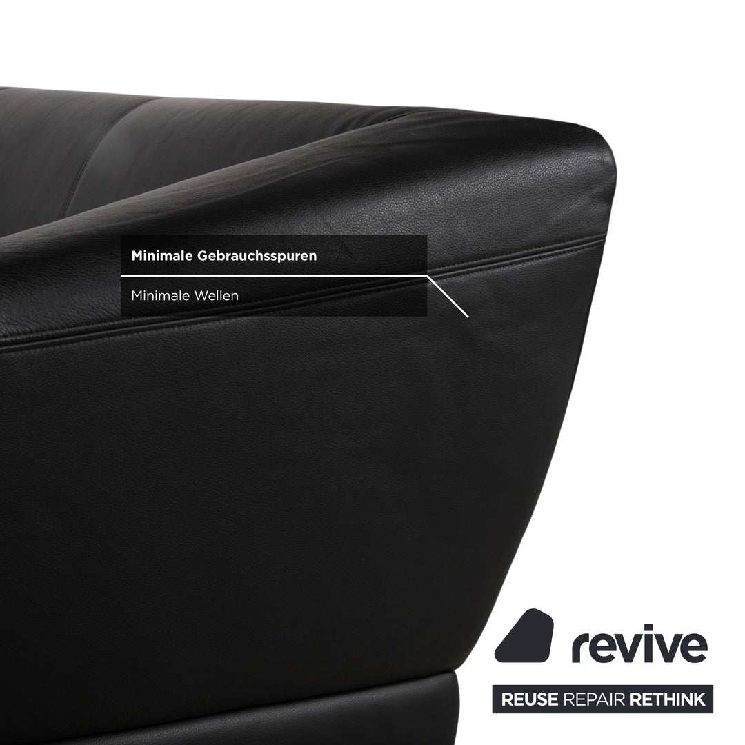 Rolf Benz 2300 Leather Two Seater Black Sofa Couch