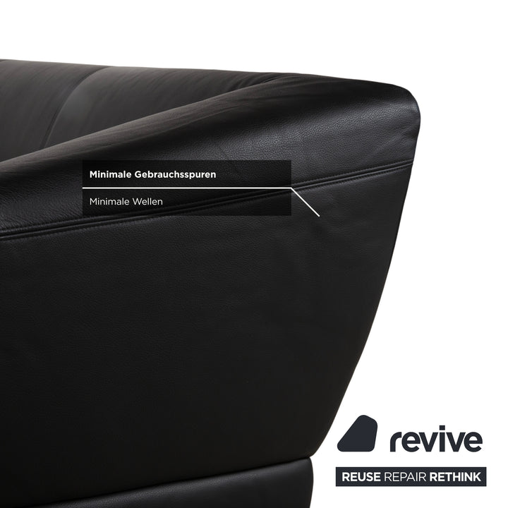 Rolf Benz 2300 Leather Two Seater Black Sofa Couch