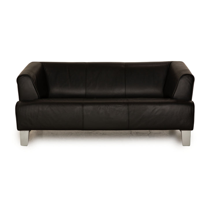 Rolf Benz 2300 Leather Two Seater Black Sofa Couch