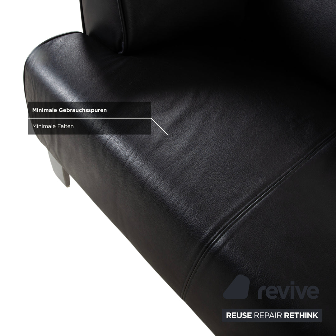 Rolf Benz 2300 Leather Two Seater Black Sofa Couch