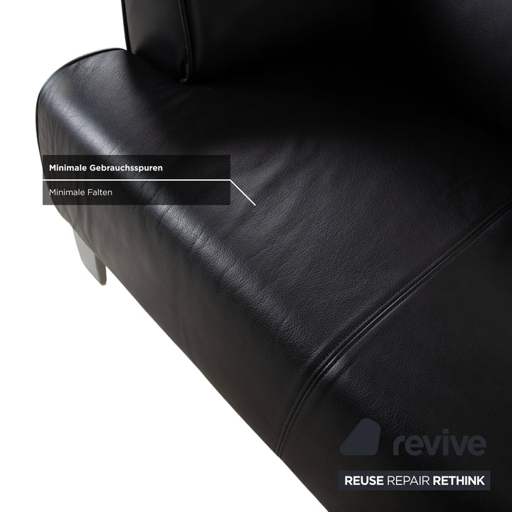 Rolf Benz 2300 Leather Two Seater Black Sofa Couch