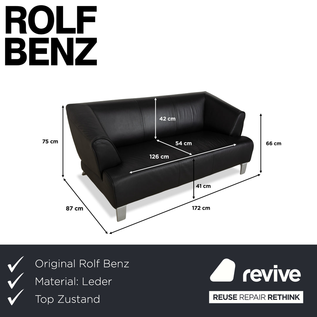 Canapé deux places en cuir noir Rolf Benz 2300