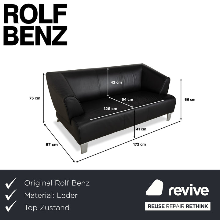 Canapé deux places en cuir noir Rolf Benz 2300