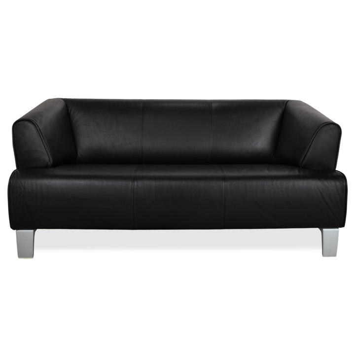 Rolf Benz 2300 Leather Two Seater Black Sofa Couch