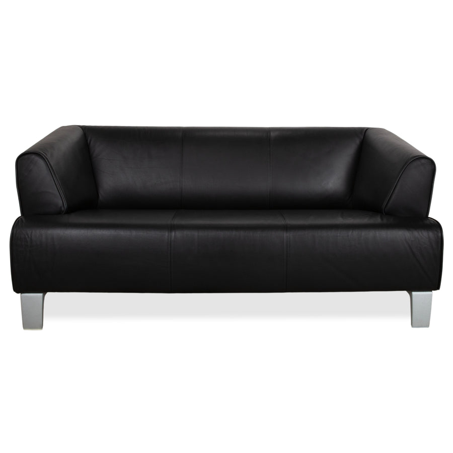Rolf Benz 2300 Leather Two Seater Black Sofa Couch