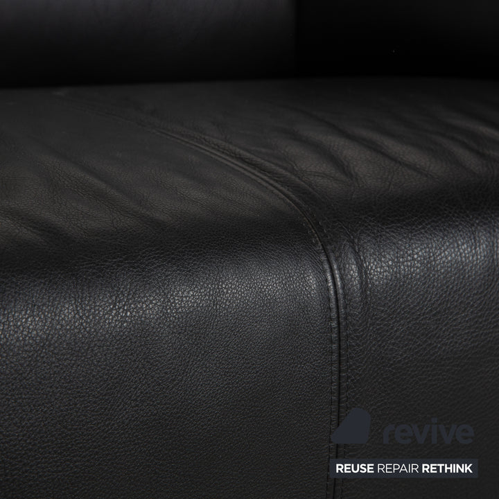 Canapé deux places en cuir noir Rolf Benz 2300
