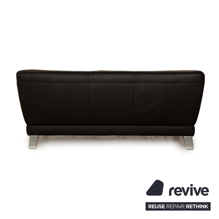 Rolf Benz 2300 Leather Two Seater Black Sofa Couch