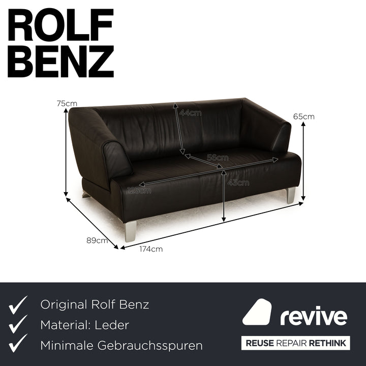 Rolf Benz 2300 Leder Zweisitzer Schwarz Sofa Couch