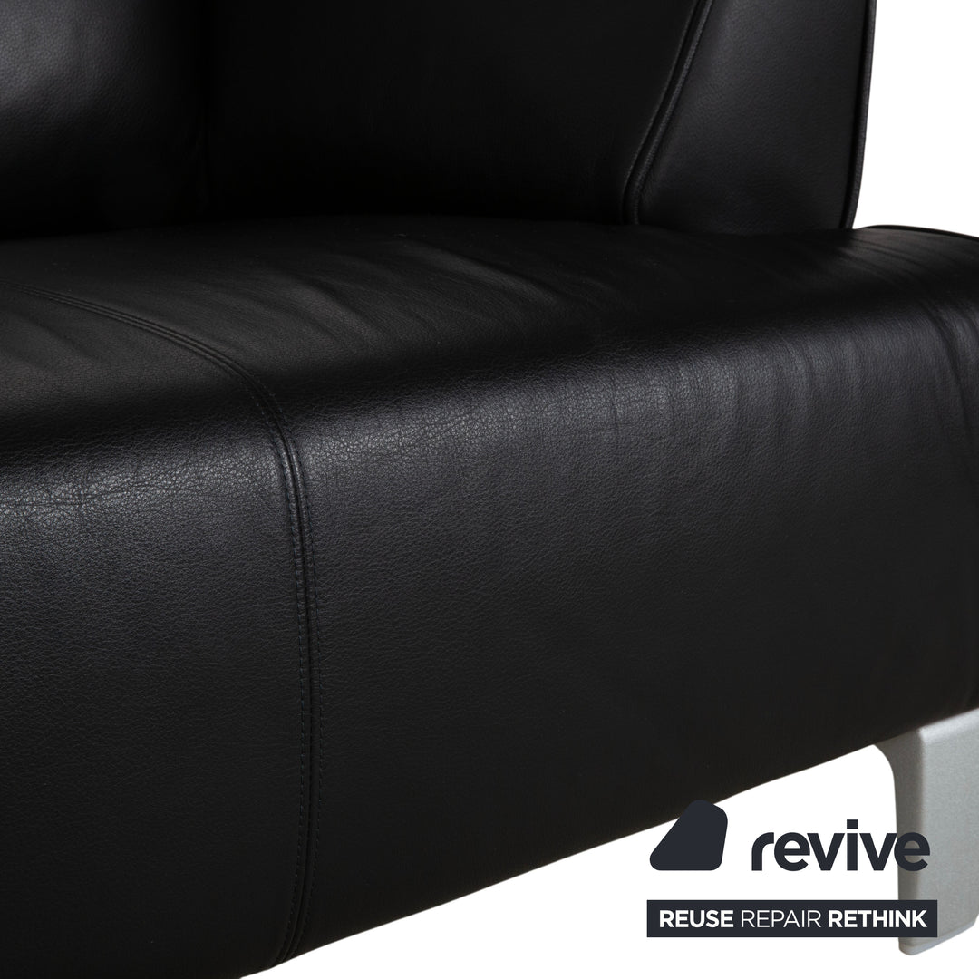 Rolf Benz 2300 Leather Two Seater Black Sofa Couch