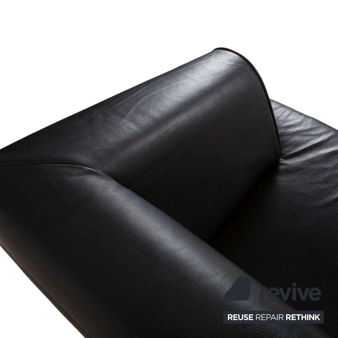 Rolf Benz 2300 Leather Two Seater Black Sofa Couch