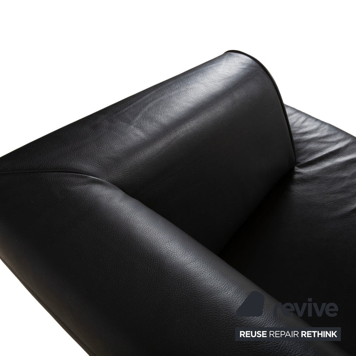 Rolf Benz 2300 Leather Two Seater Black Sofa Couch