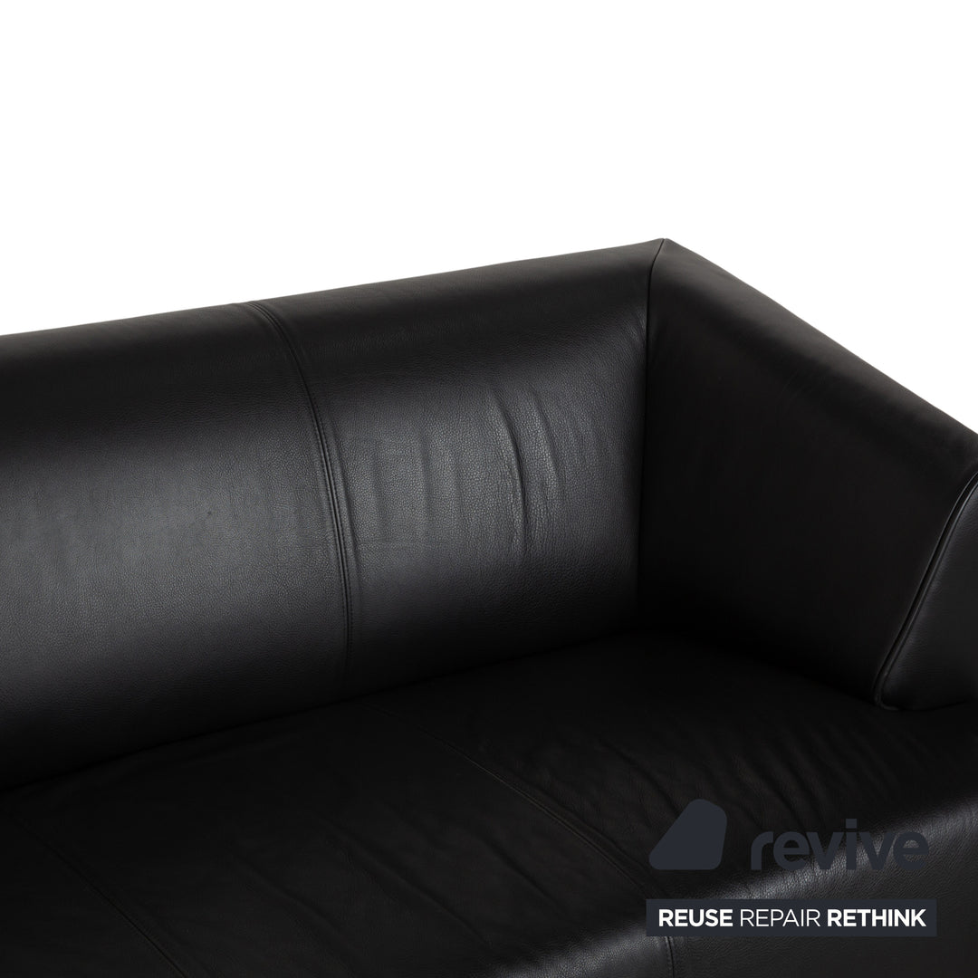 Canapé deux places en cuir noir Rolf Benz 2300