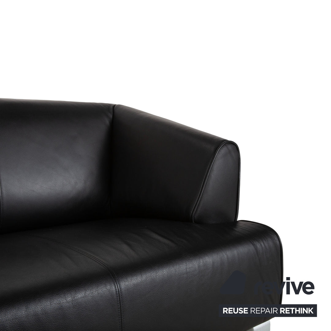 Rolf Benz 2300 Leather Two Seater Black Sofa Couch