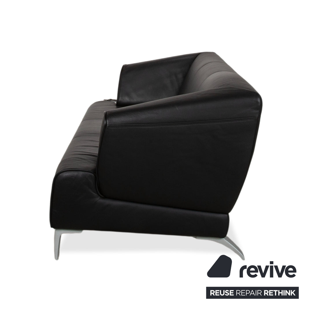 Rolf Benz 2300 Leather Two Seater Black Sofa Couch