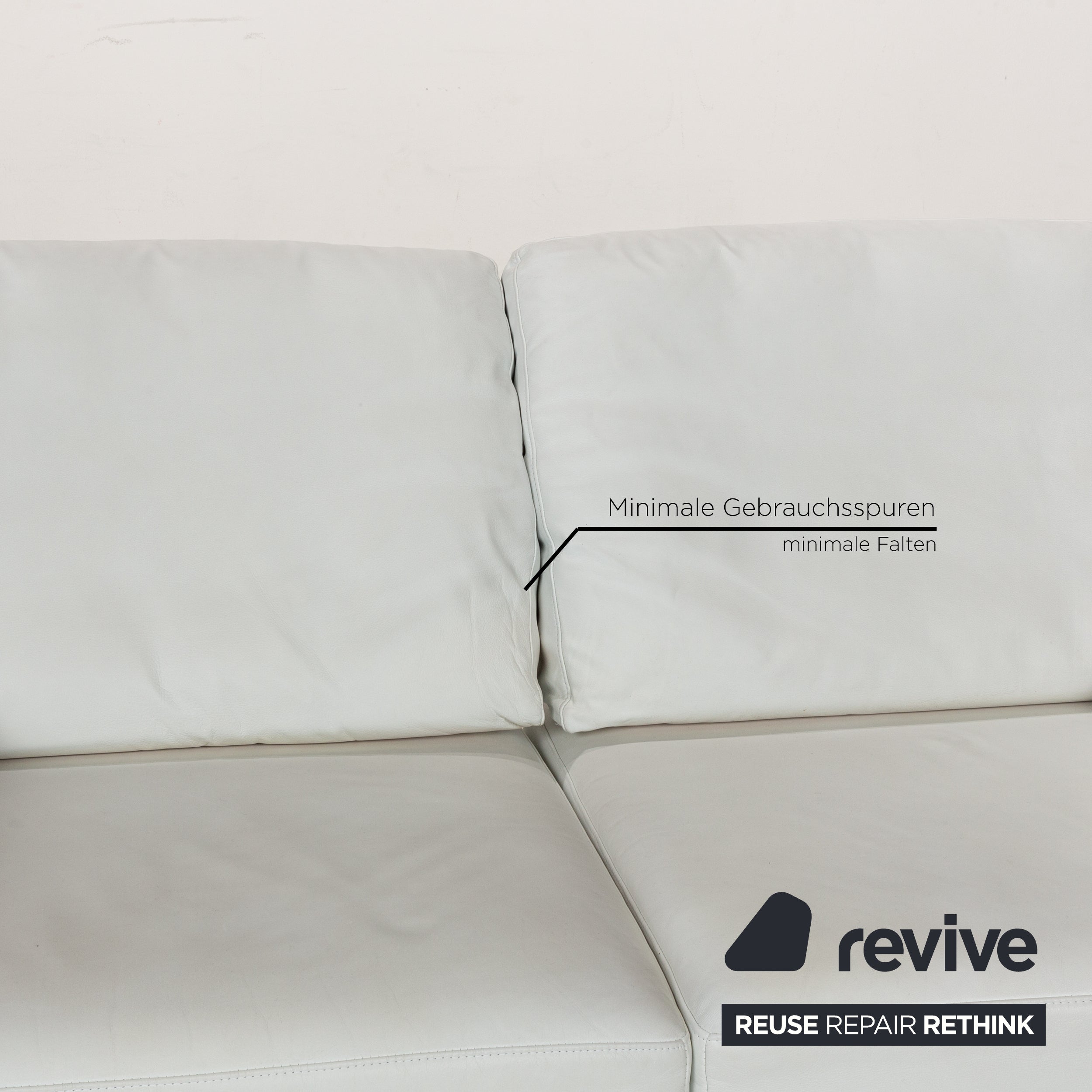 Rolf Benz 2400 Leather Two-Seater White Manual Function Sofa Couch