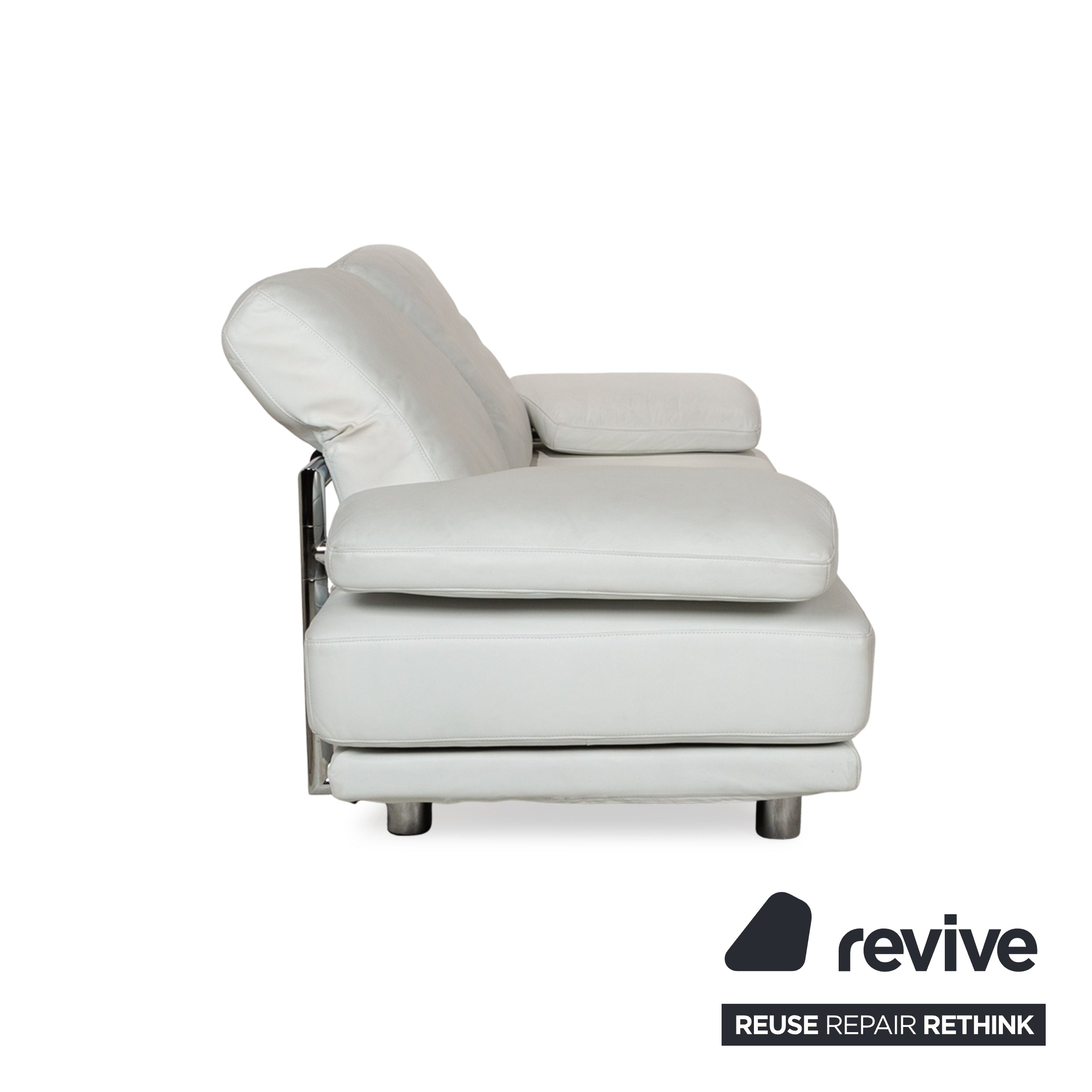 Rolf Benz 2400 Leather Two-Seater White Manual Function Sofa Couch