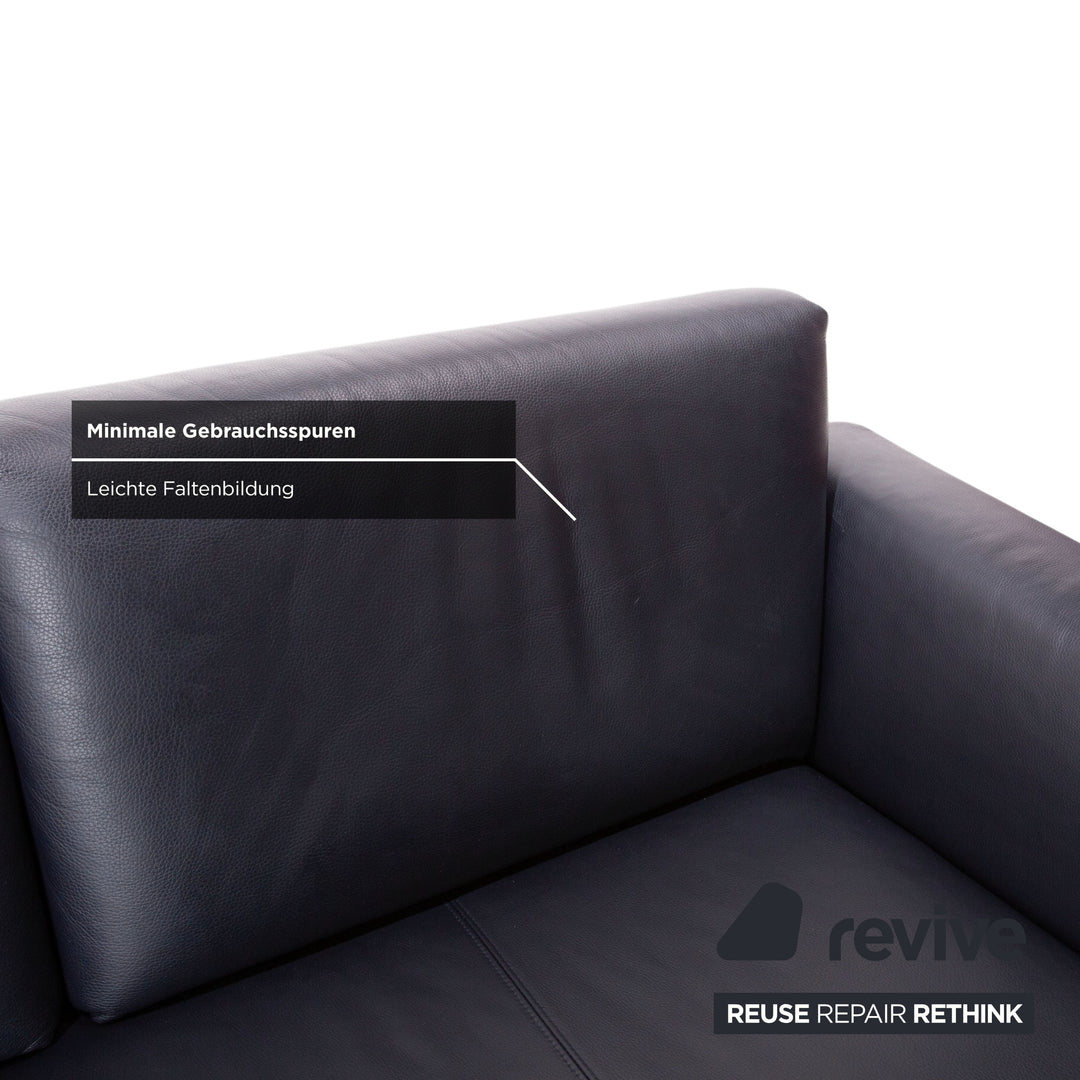 Rolf Benz 250 Garnitur Leder Dreisitzer Sessel Blau Marine Sofa Couch