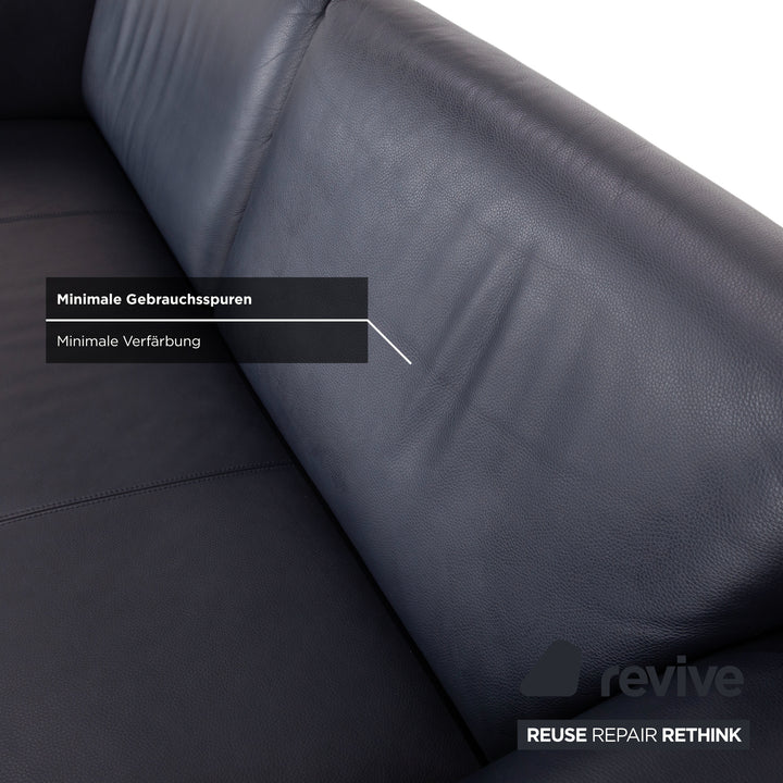 Rolf Benz 250 Garnitur Leder Dreisitzer Sessel Blau Marine Sofa Couch