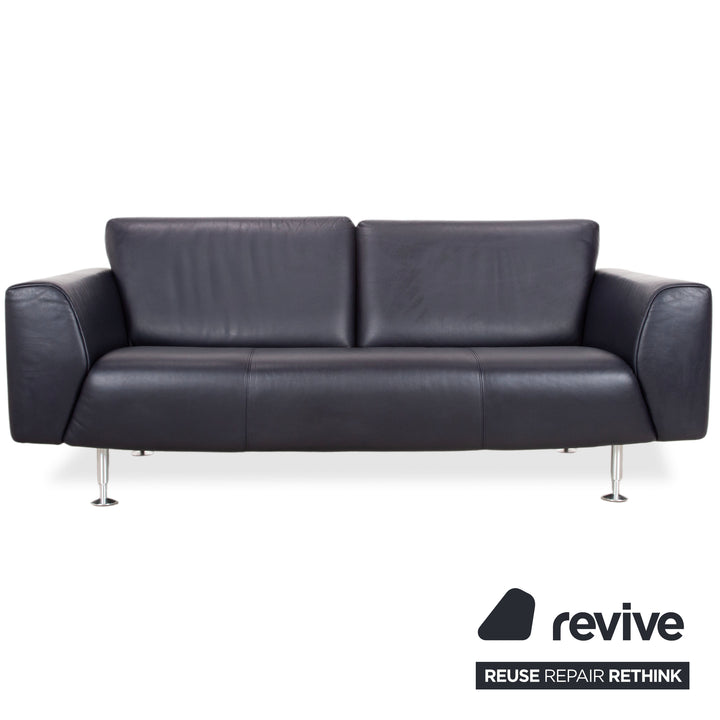 Rolf Benz 250 Garnitur Leder Dreisitzer Sessel Blau Marine Sofa Couch