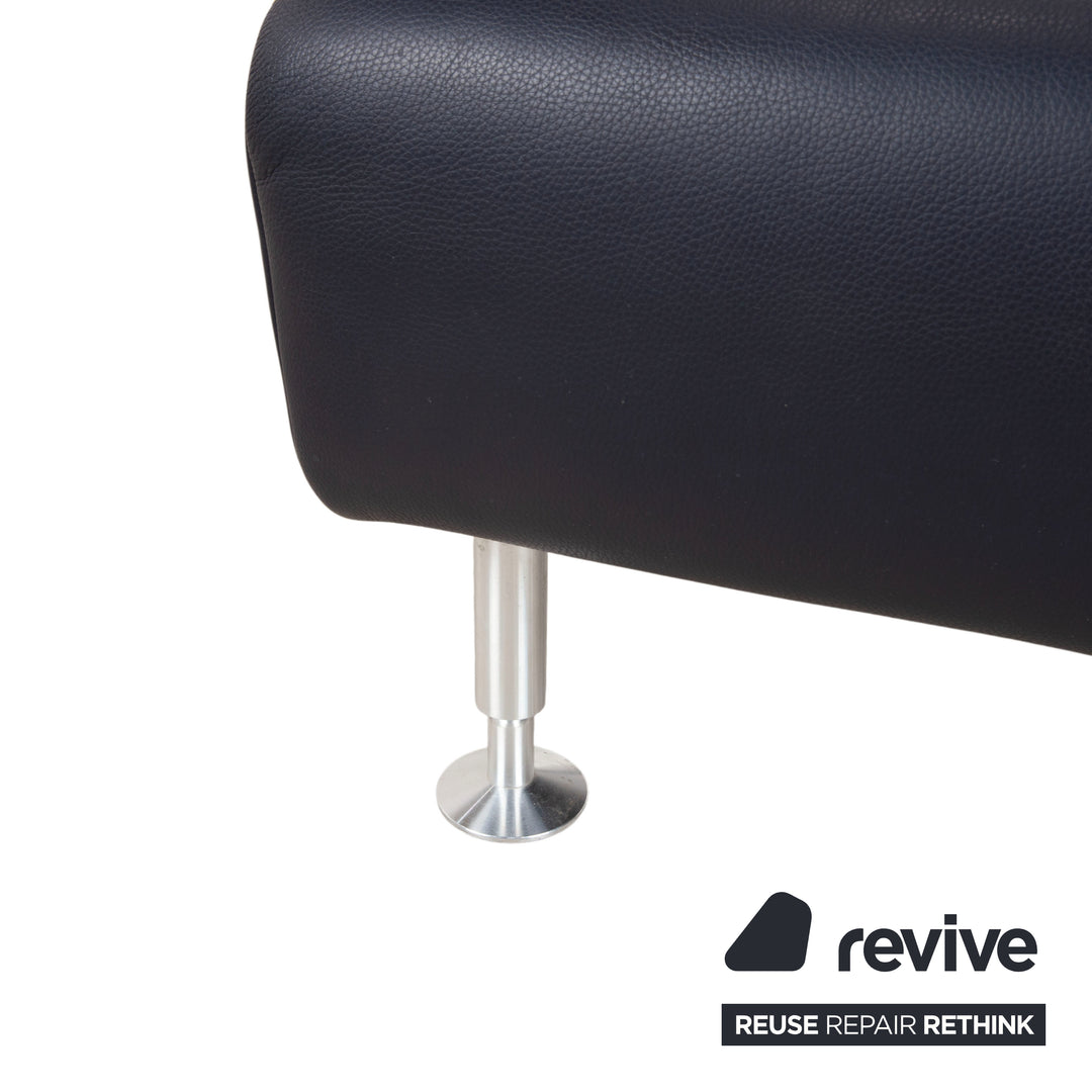 Rolf Benz 250 Garnitur Leder Sessel Hocker Blau Marine