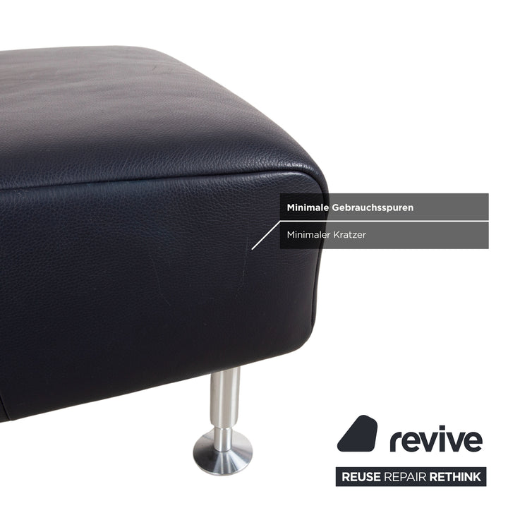 Rolf Benz 250 Garnitur Leder Sessel Hocker Blau Marine