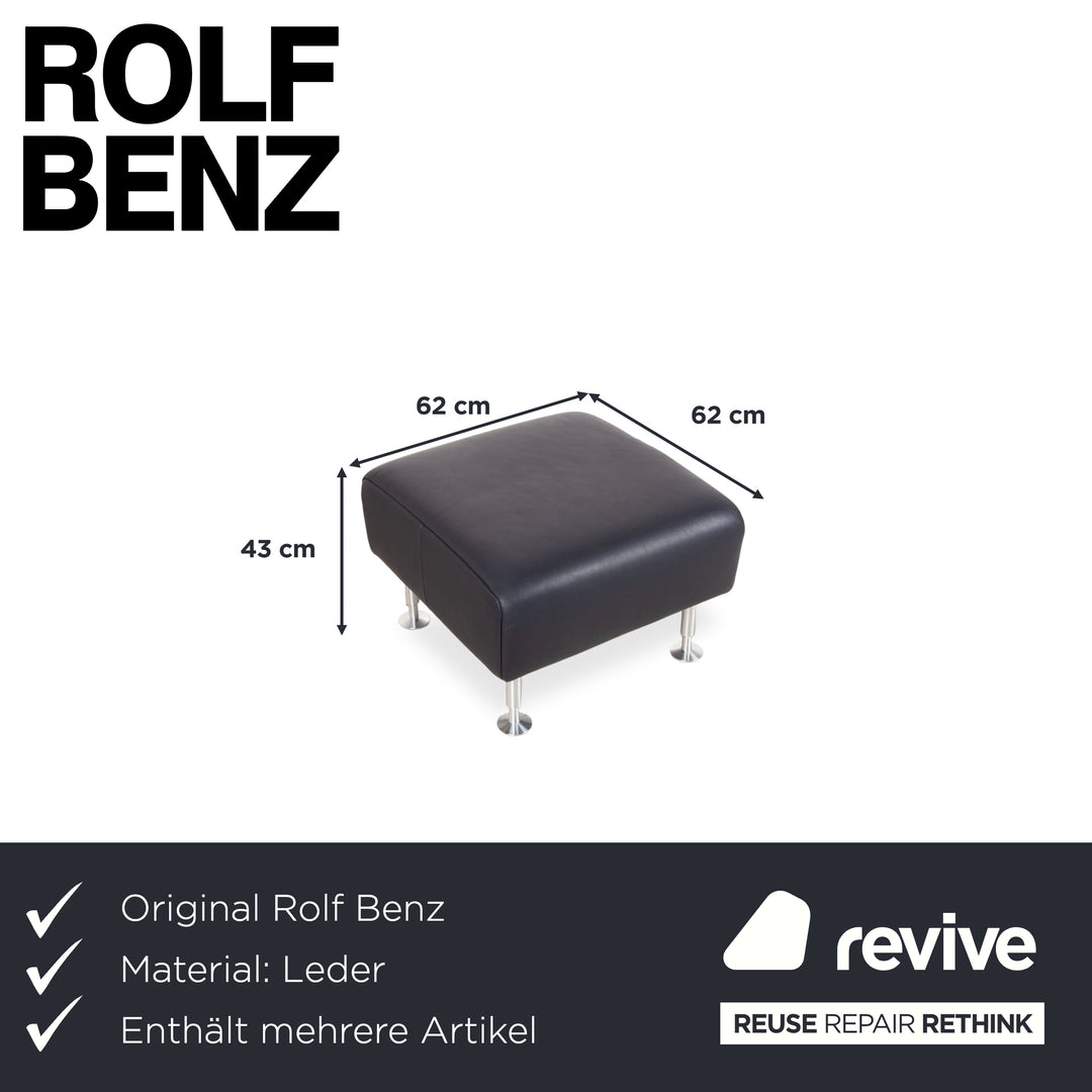 Rolf Benz 250 Garnitur Leder Sessel Hocker Blau Marine
