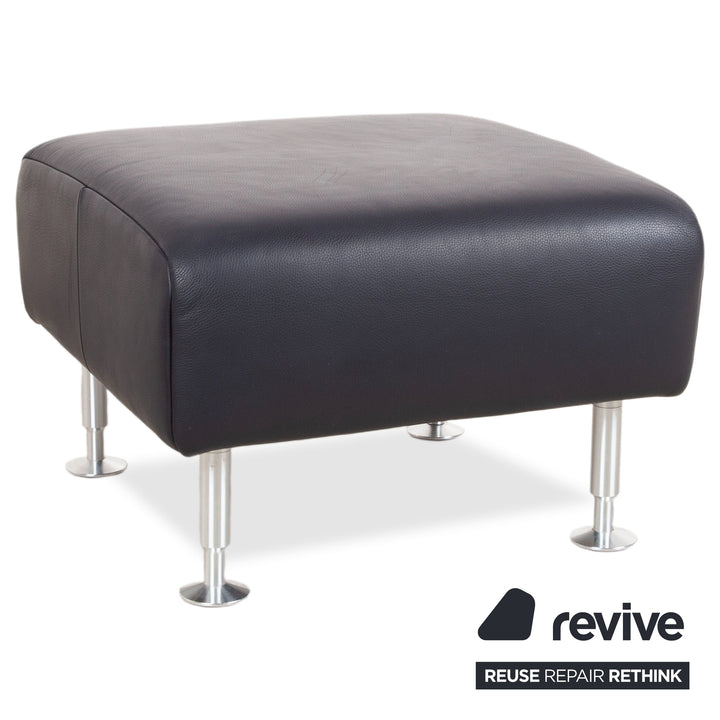 Rolf Benz 250 Garnitur Leder Sessel Hocker Blau Marine